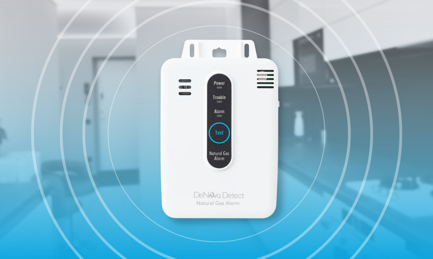battery-powered natural gas alarm giving off an alert of a gas leak