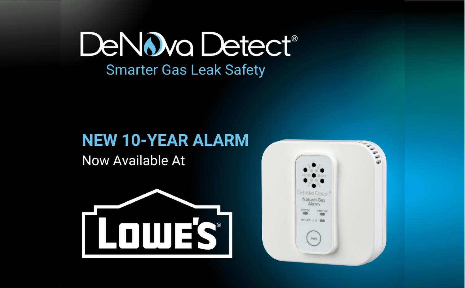 New DeNova Detect 10-Year Battery Powered Natural Gas Alarm Available at Lowe's