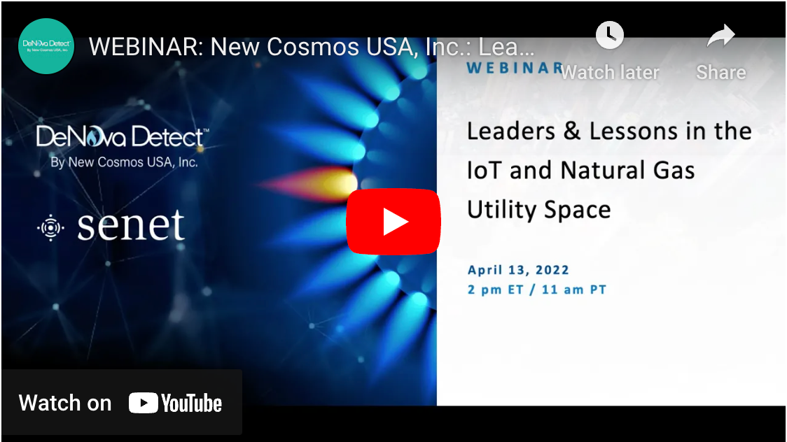 Watch Our Recent “Leaders & Lessons in the IoT & Natural Gas Safety Utility Space” Joint Webinar From New Cosmos USA Inc. And Senet